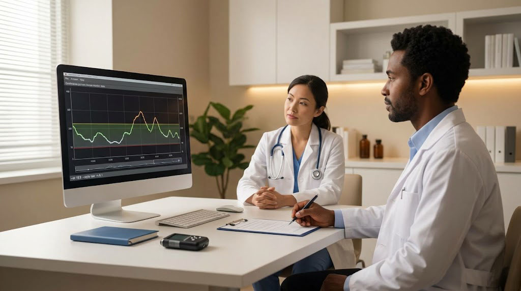 Endocrinology physician consultation in a modern medical practice. Glenwood Systems EHR and billing for Endocrinology.