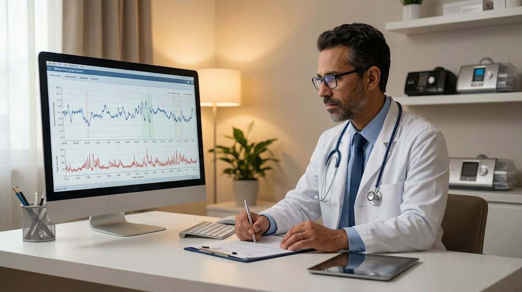 Sleep Medicine physician consultation in a modern medical practice. Glenwood Systems EHR and billing for Sleep Medicine.